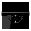 Розетка с заземлением Jung LS, с защитными шторками, на клеммах, с крышкой, ip20, черный