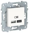 Розетка usb для зарядки Schneider Electric Unica New, с разъёмами тип А + тип С, на винтах, белый (фото 2)