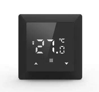 Термостат с датчиком пола, программируемый, 16 A, 55*55 мм., черное стекло