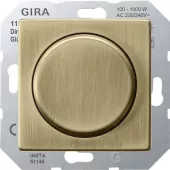 Светорегулятор поворотно-нажимной Gira ClassiX для ламп накаливания 230в и обмоточных трансформаторов 12в, без нейтрали, бронза