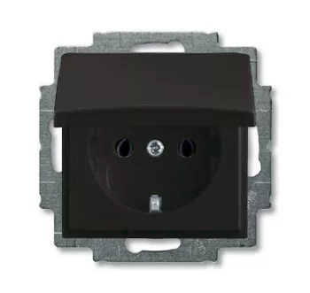 Abb BJB Розетка SCHUKO 16А 250В, с крышкой, серия Basic 55, цвет château-black