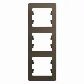 Рамка Schneider Electric Glossa на 3 поста, вертикальная, шоколад