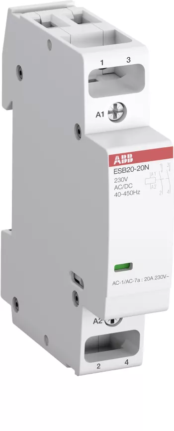 Abb ENT Контактор ESB20-11N-01 модульный (20А АС-1, 1НО+1НЗ), катушка 24В AC/DC