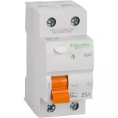 Устройство защитного отключения (УЗО) Schneider Electric Domovoy, 2 полюса, 25A, 300 mA, тип AC, электро-механическое, ширина 2 DIN-модуля