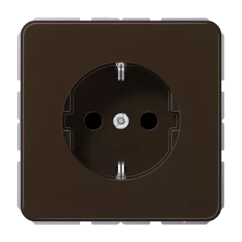 Розетка с заземлением Jung CD, с защитными шторками, на клеммах, коричневый