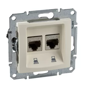 SE Sedna Беж. Компьют. розетка х2, 2xRJ45 cat.5e UTP