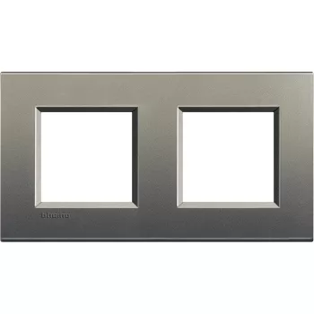 Рамка Bticino LivingLight прямоугольная на 2 поста, универсальная, серый шелк