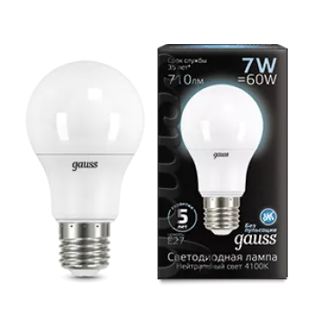 Лампа Gauss Black A60 7W 710lm 4100K E27 LED 220V