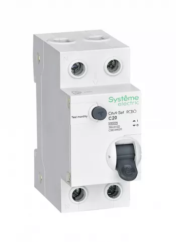 Автоматический выключатель дифференциального тока (АВДТ) City9 Set  Systeme Electric 1P+N С 20А 4.5kA 30мА Тип-AС 230В