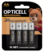 Батарейка алкалиновая AA/LR6,  4 шт. в блистере, Professional Opticell